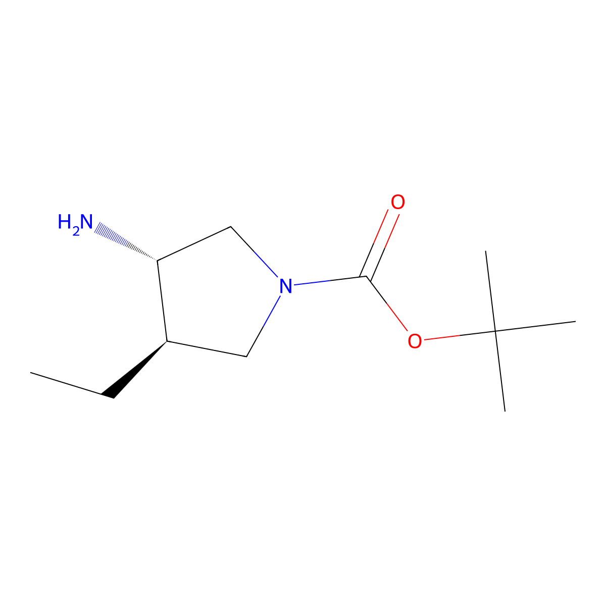 Tert-butyl trans-3-amino-4-ethyl-pyrrolidine-1-carboxylate molecular structure, CAS 1932527-92-8