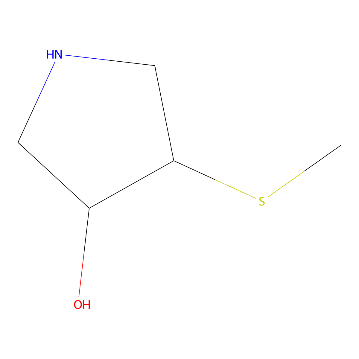 rac-(3R,4R)-4-(methylsulfanyl)pyrrolidin-3-ol molecular structure, CAS 1932537-01-3
