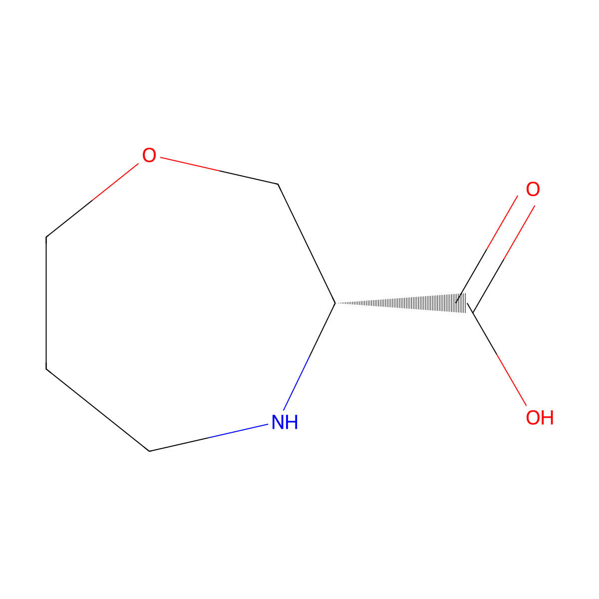 (3R)-1,4-Oxazepane-3-carboxylic acid molecular structure, CAS 1932546-81-0