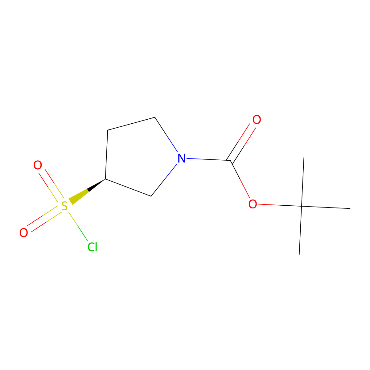 tert-butyl (3S)-3-(chlorosulfonyl)pyrrolidine-1-carboxylate molecular structure, CAS 1932548-81-6