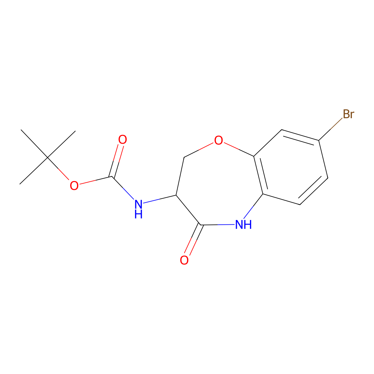 tert-butyl N-[(3S)-8-bromo-4-oxo-3,5-dihydro-2H-1,5-benzoxazepin-3-yl]carbamate molecular structure, CAS 1932559-70-0