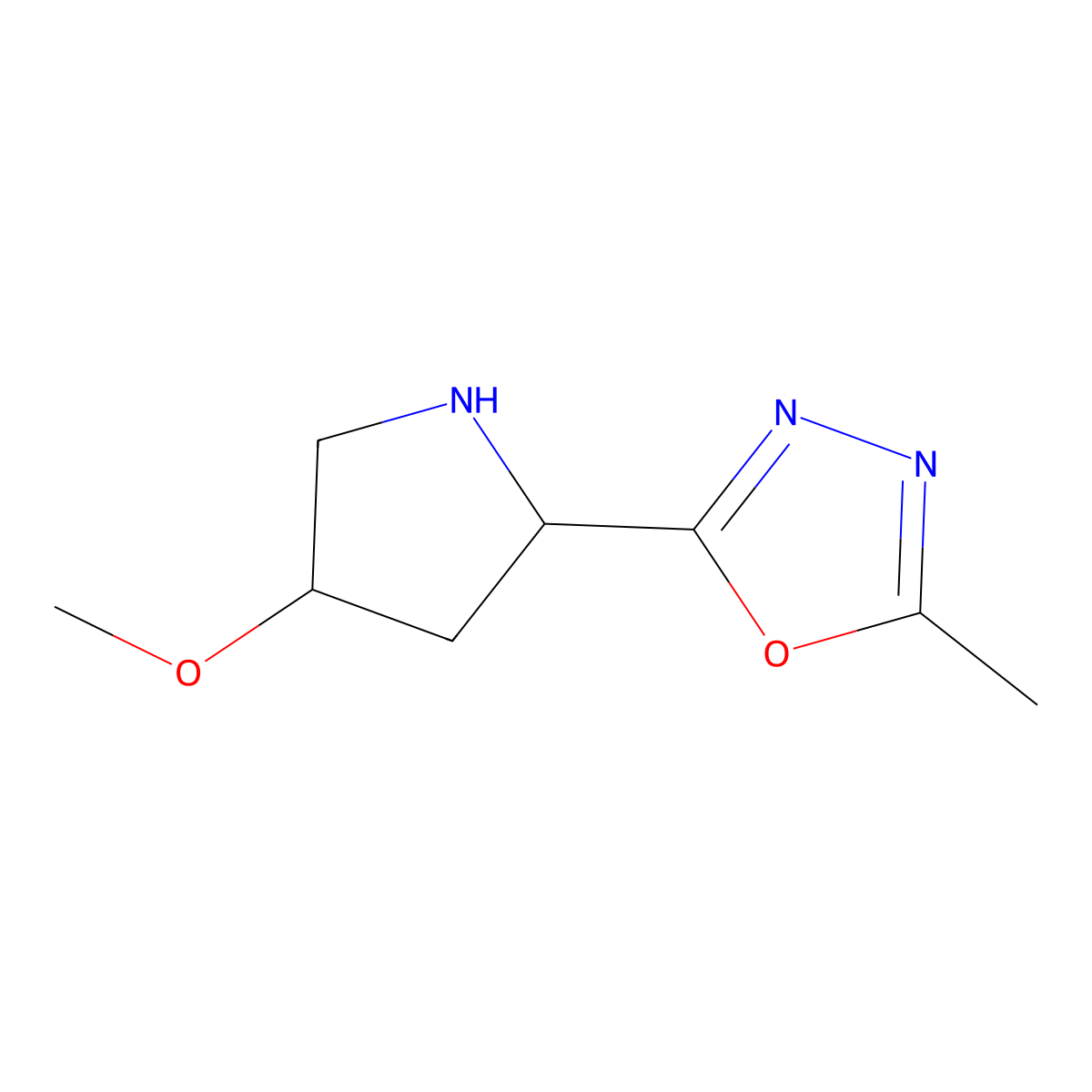 2-[(2R,4S)-4-methoxypyrrolidin-2-yl]-5-methyl-1,3,4-oxadiazole molecular structure, CAS 1932574-68-9
