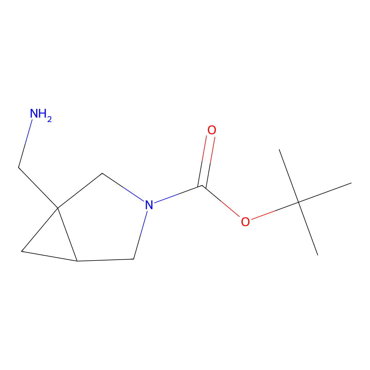 tert-Butyl (1R,5S)-1-(aminomethyl)-3-azabicyclo[3.1.0]hexane-3-carboxylate molecular structure, CAS 1932580-73-8