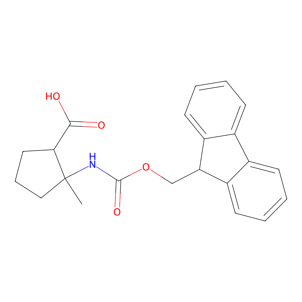 rac-(1R,2S)-2-({[(9H-fluoren-9-yl)methoxy]carbonyl}amino)-2-methylcyclopentane-1-carboxylic acid molecular structure, CAS 1932582-55-2