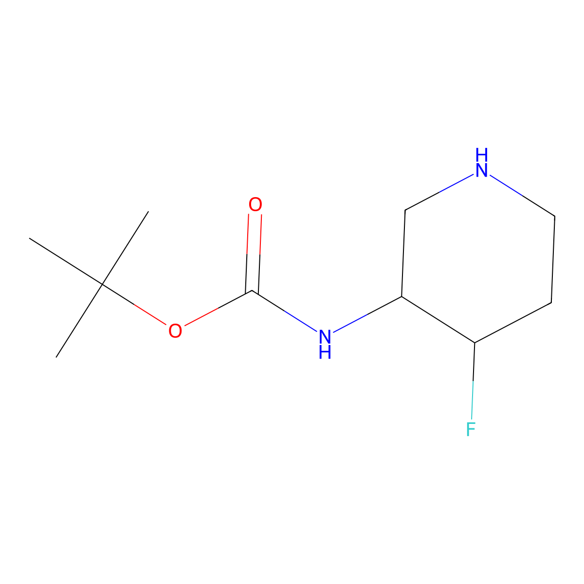 tert-butyl N-[(3R,4S)-4-fluoropiperidin-3-yl]carbamate molecular structure, CAS 1932582-71-2