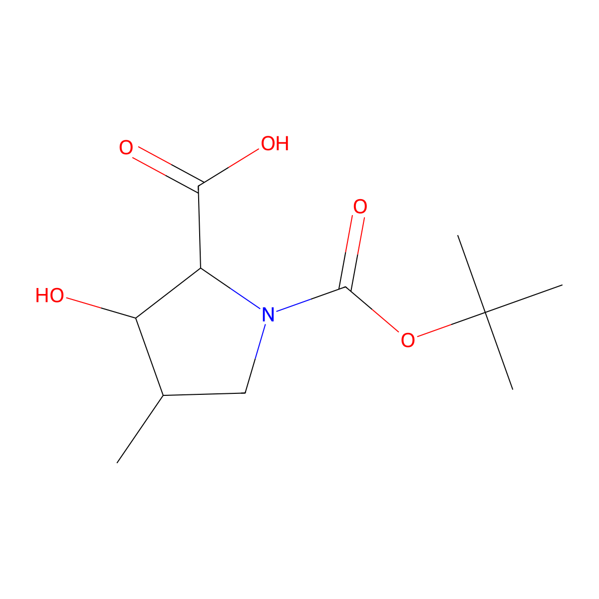 (2S,3S,4S)-1-[(tert-butoxy)carbonyl]-3-hydroxy-4-methylpyrrolidine-2-carboxylic acid molecular structure, CAS 1932583-02-2