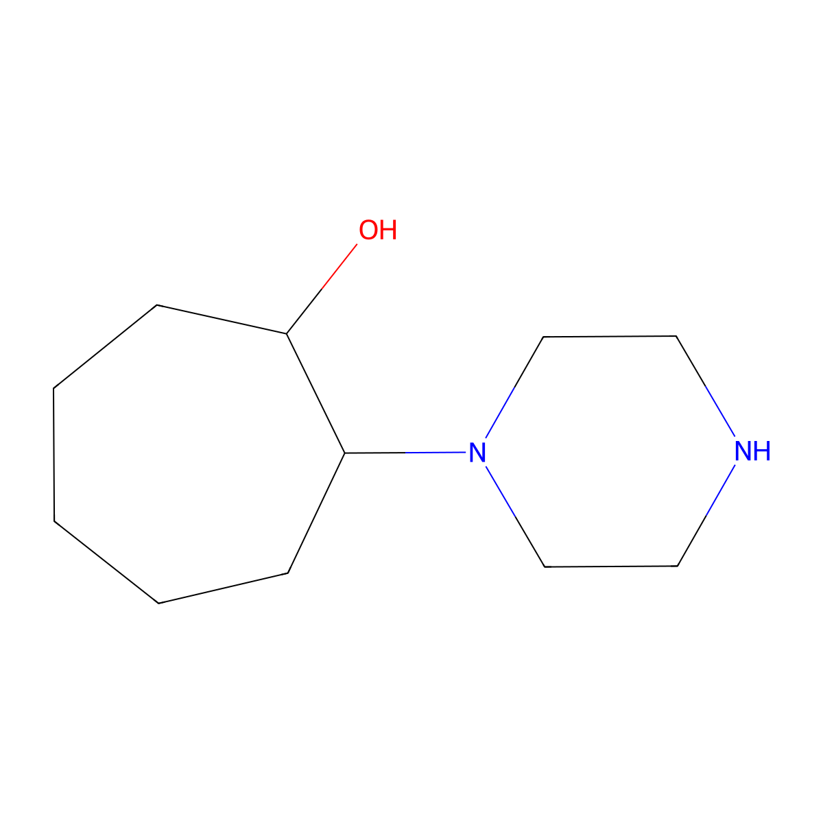 Rac-(1r,2r)-2-(piperazin-1-yl)cycloheptan-1-ol molecular structure, CAS 1932589-42-8