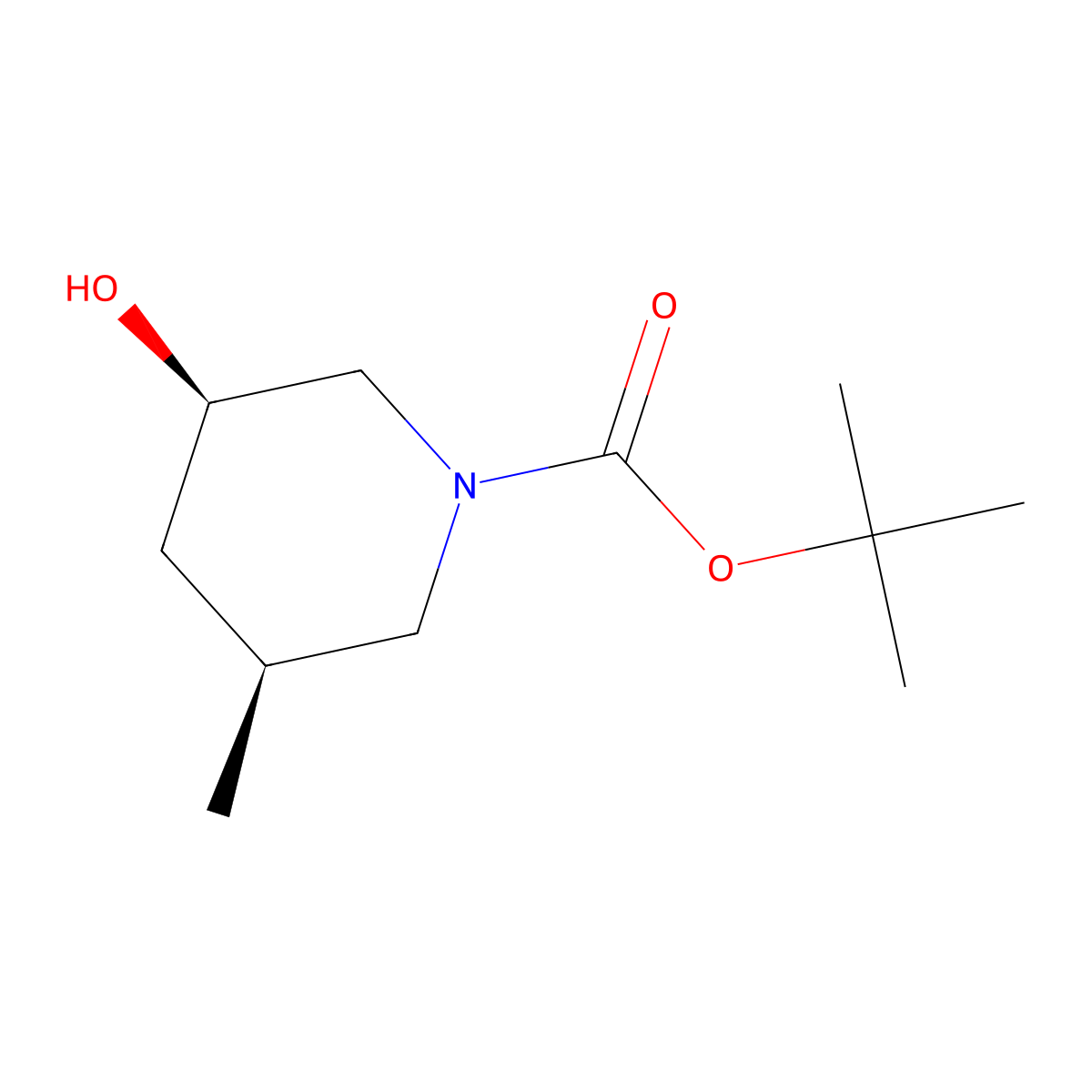 tert-butyl (3R,5S)-3-hydroxy-5-methylpiperidine-1-carboxylate molecular structure, CAS 1932597-68-6