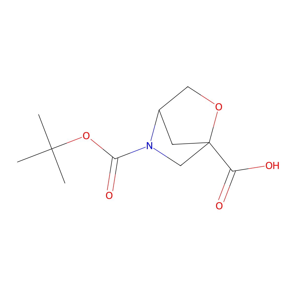 (1S,4S)-5-((tert-butoxy)carbonyl)-2-oxa-5-azabicyclo(2.2.1)heptane-1-carboxylic acid molecular structure, CAS 1932599-21-7