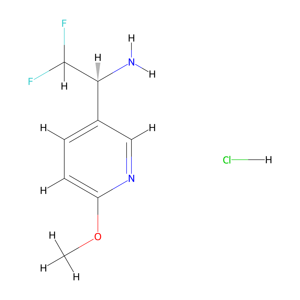 (S)-2,2-Difluoro-1-(6-methoxypyridin-3-YL)ethan-1-amine hydrochloride molecular structure, CAS 1932621-39-0