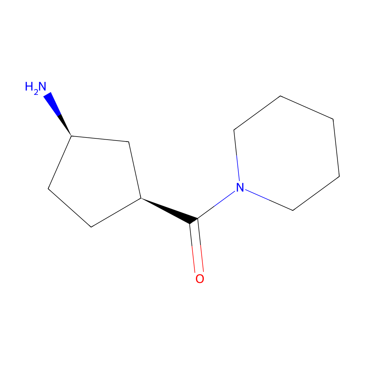 Rac-(1r,3s)-3-(piperidine-1-carbonyl)cyclopentan-1-amine molecular structure, CAS 1932630-38-0