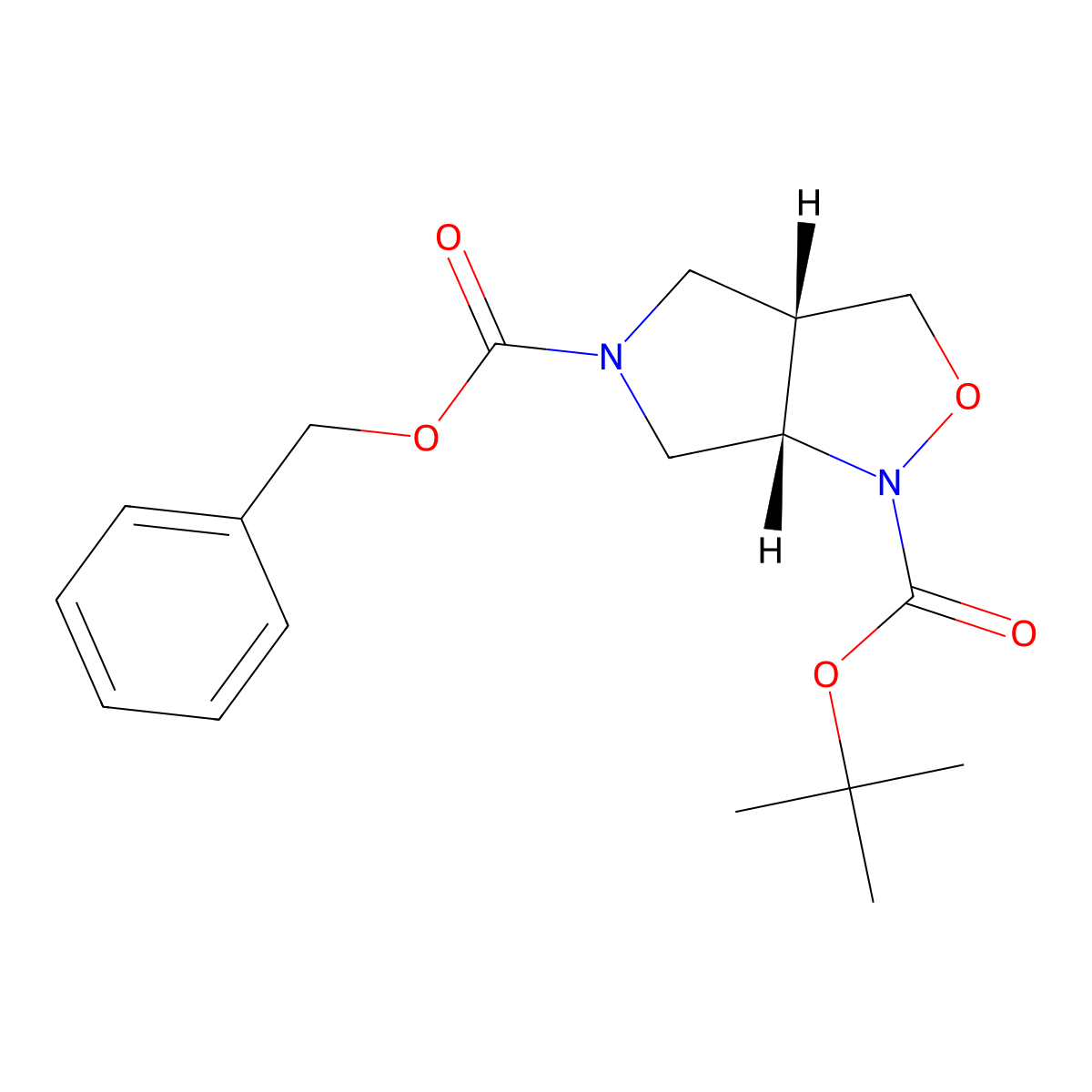 (3aS,6aS)-5-Benzyl 1-tert-butyl tetrahydro-1H-pyrrolo[3,4-c]isoxazole-1,5(3H)-dicarboxylate molecular structure, CAS 1932638-86-2