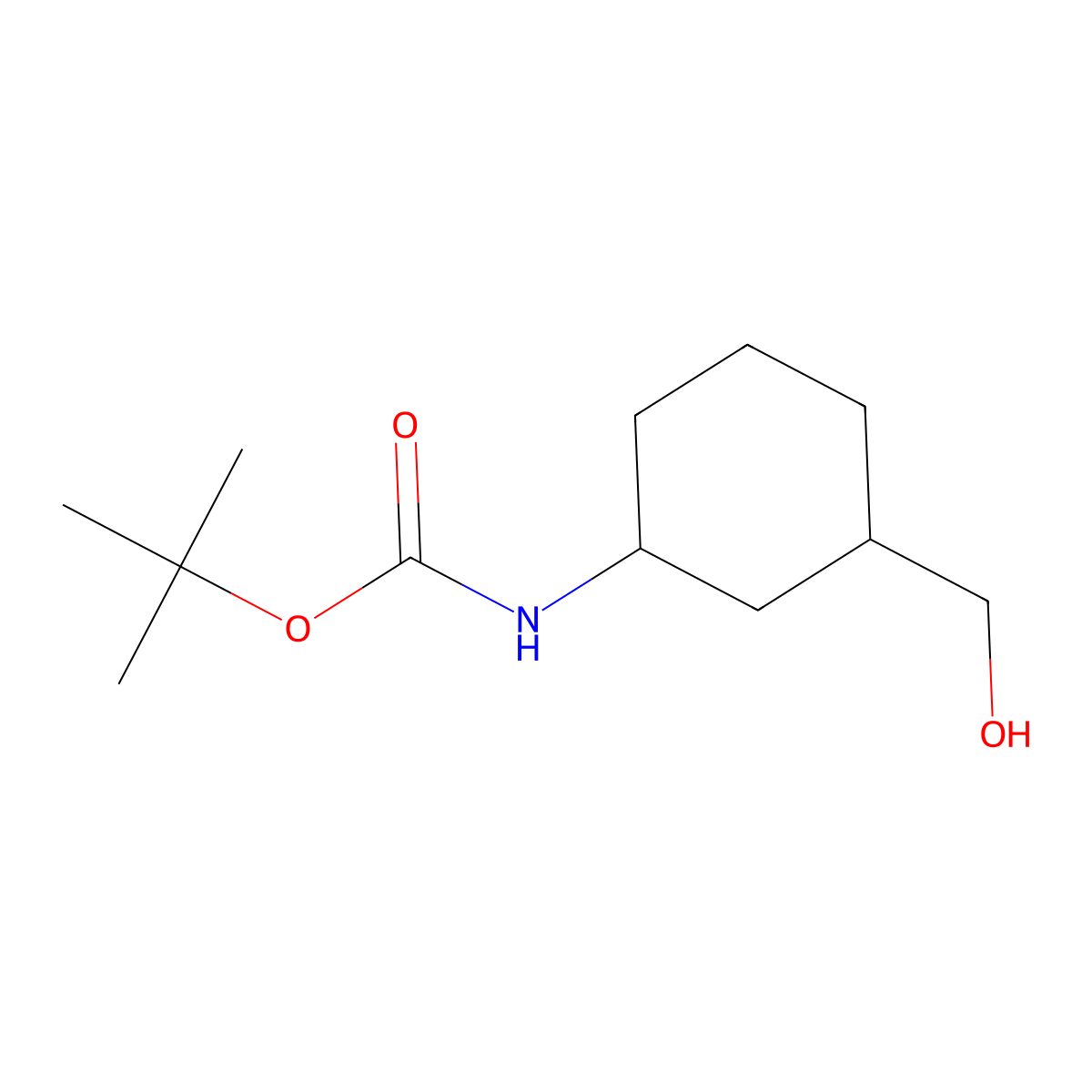 tert-Butyl ((1S,3R)-3-(hydroxymethyl)cyclohexyl)carbamate molecular structure, CAS 1932640-02-2