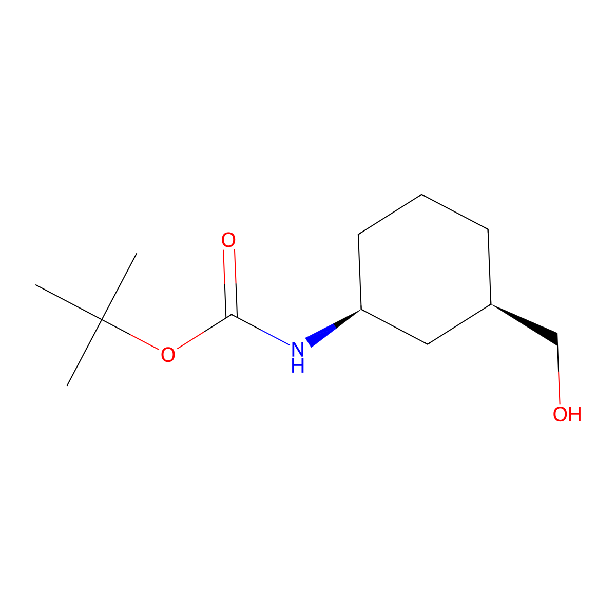 tert-Butyl ((1S,3R)-3-(hydroxymethyl)cyclohexyl)carbamate molecular structure, CAS 1932640-02-2