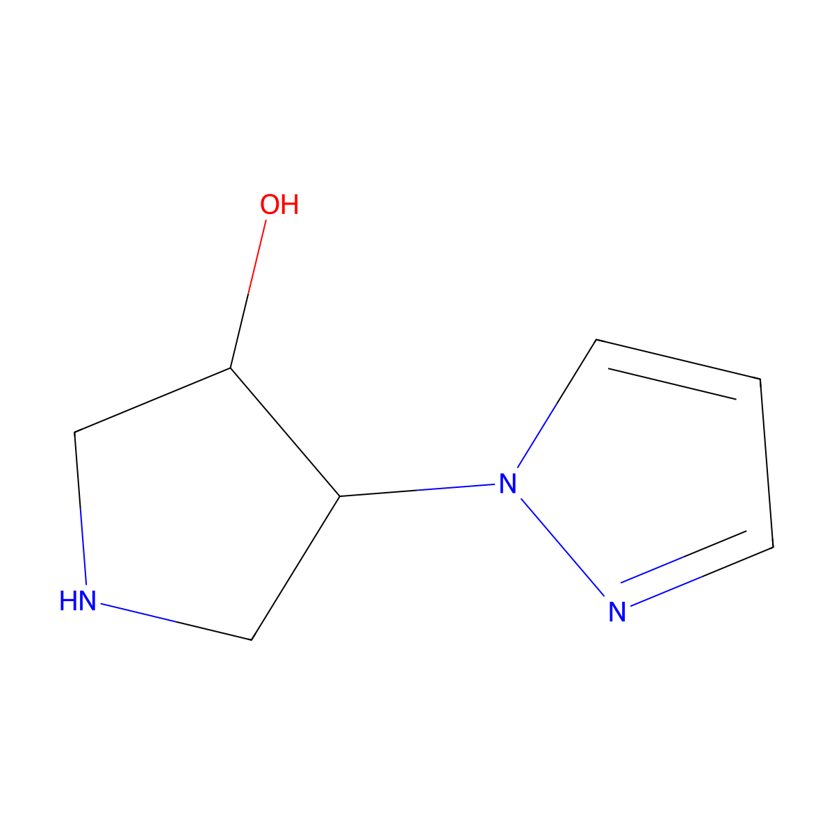 rac-(3R,4R)-4-(1H-pyrazol-1-yl)pyrrolidin-3-ol molecular structure, CAS 1932644-11-5