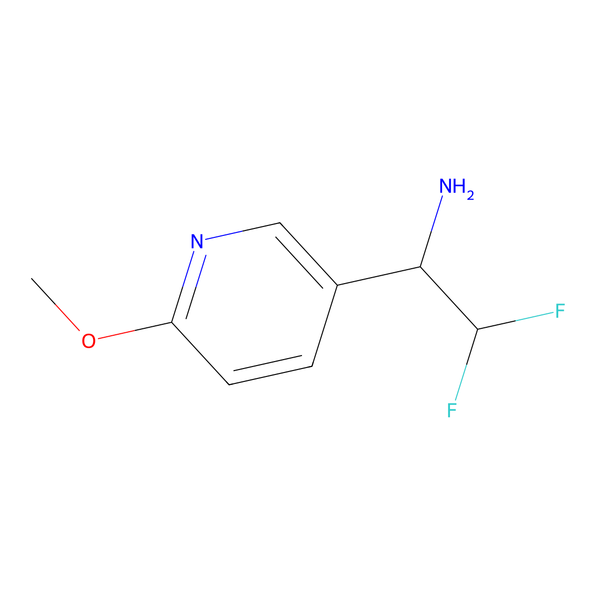 (R)-2,2-Difluoro-1-(6-methoxypyridin-3-yl)ethan-1-amine molecular structure, CAS 1932647-33-0