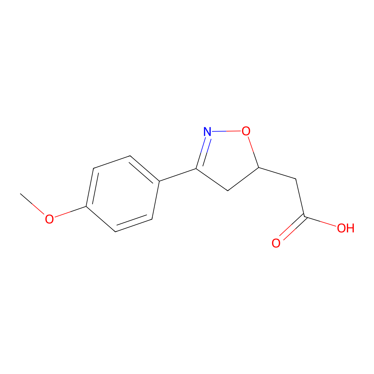 2-(3-(4-Methoxyphenyl)-4,5-dihydroisoxazol-5-yl)acetic acid molecular structure, CAS 193267-59-3