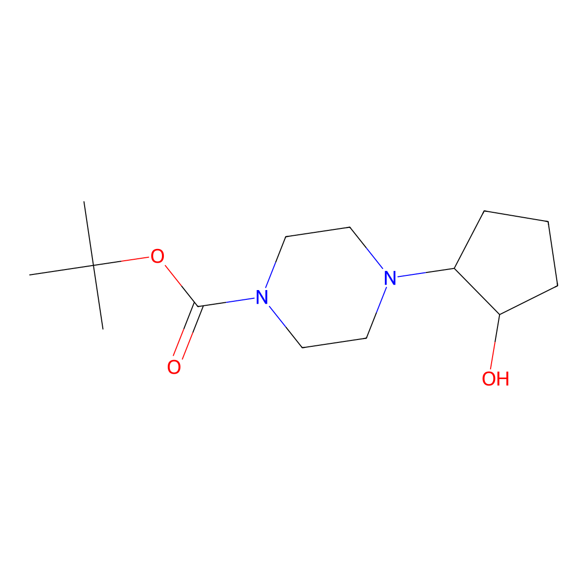 rac-tert-butyl 4-[(1R,2R)-2-hydroxycyclopentyl]piperazine-1-carboxylate molecular structure, CAS 1932691-37-6