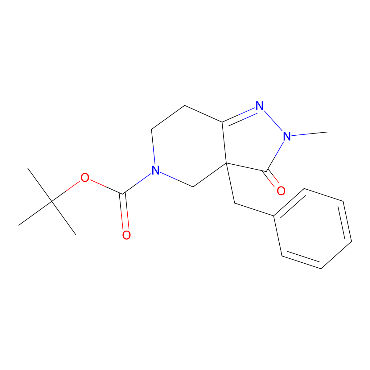 tert-Butyl 3a-benzyl-2-methyl-3-oxo-3a,4,6,7-tetrahydro-2H-pyrazolo[4,3-c]pyridine-5(3H)-carboxylate molecular structure, CAS 193274-02-1
