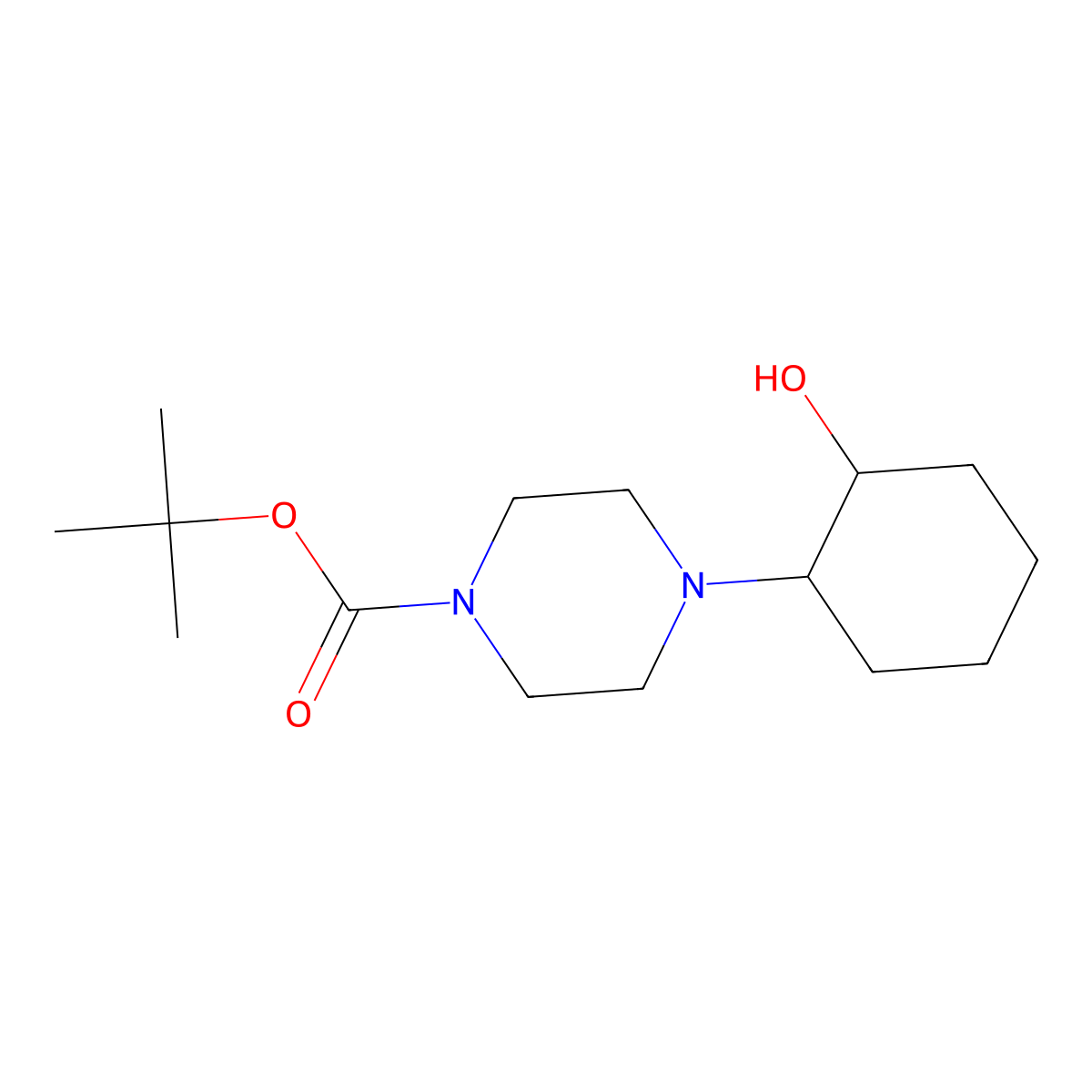 rac-tert-butyl 4-[(1R,2R)-2-hydroxycyclohexyl]piperazine-1-carboxylate molecular structure, CAS 1932766-31-8