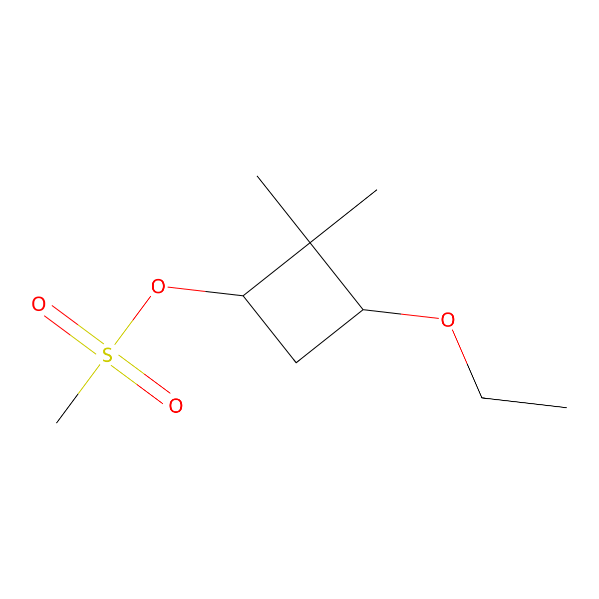 rac-(1R,3S)-3-ethoxy-2,2-dimethylcyclobutylmethanesulfonate molecular structure, CAS 1932776-12-9