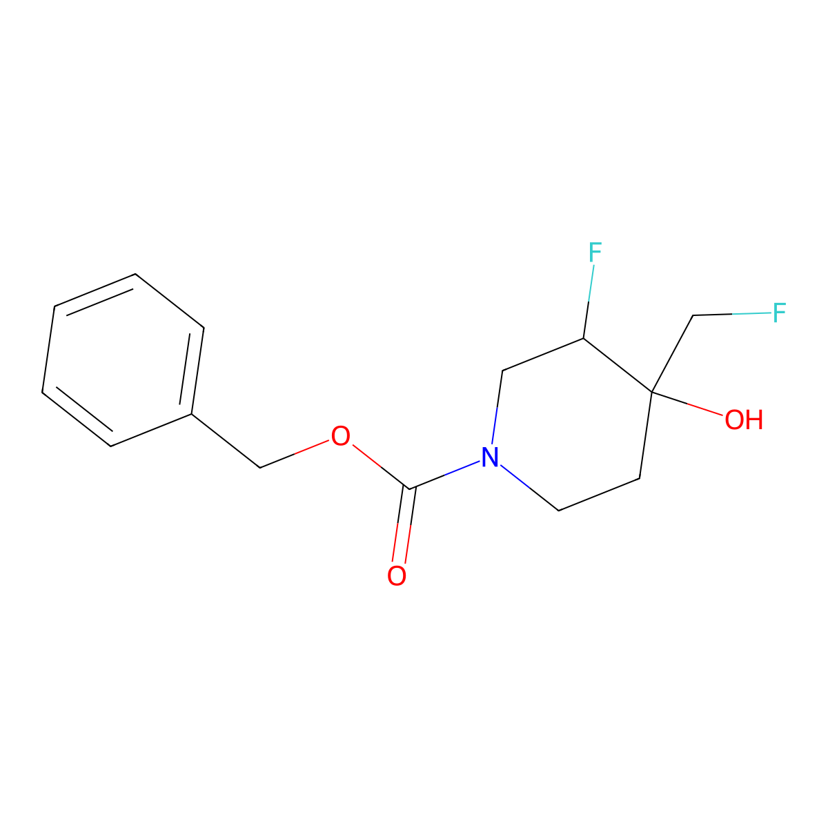 Benzyl (3S,4S)-3-fluoro-4-(fluoromethyl)-4-hydroxypiperidine-1-carboxylate molecular structure, CAS 1932776-83-4