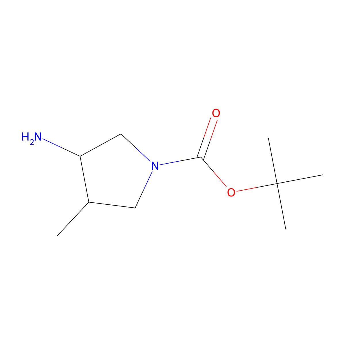 tert-butyl (3S,4S)-3-amino-4-methylpyrrolidine-1-carboxylate molecular structure, CAS 1932780-66-9