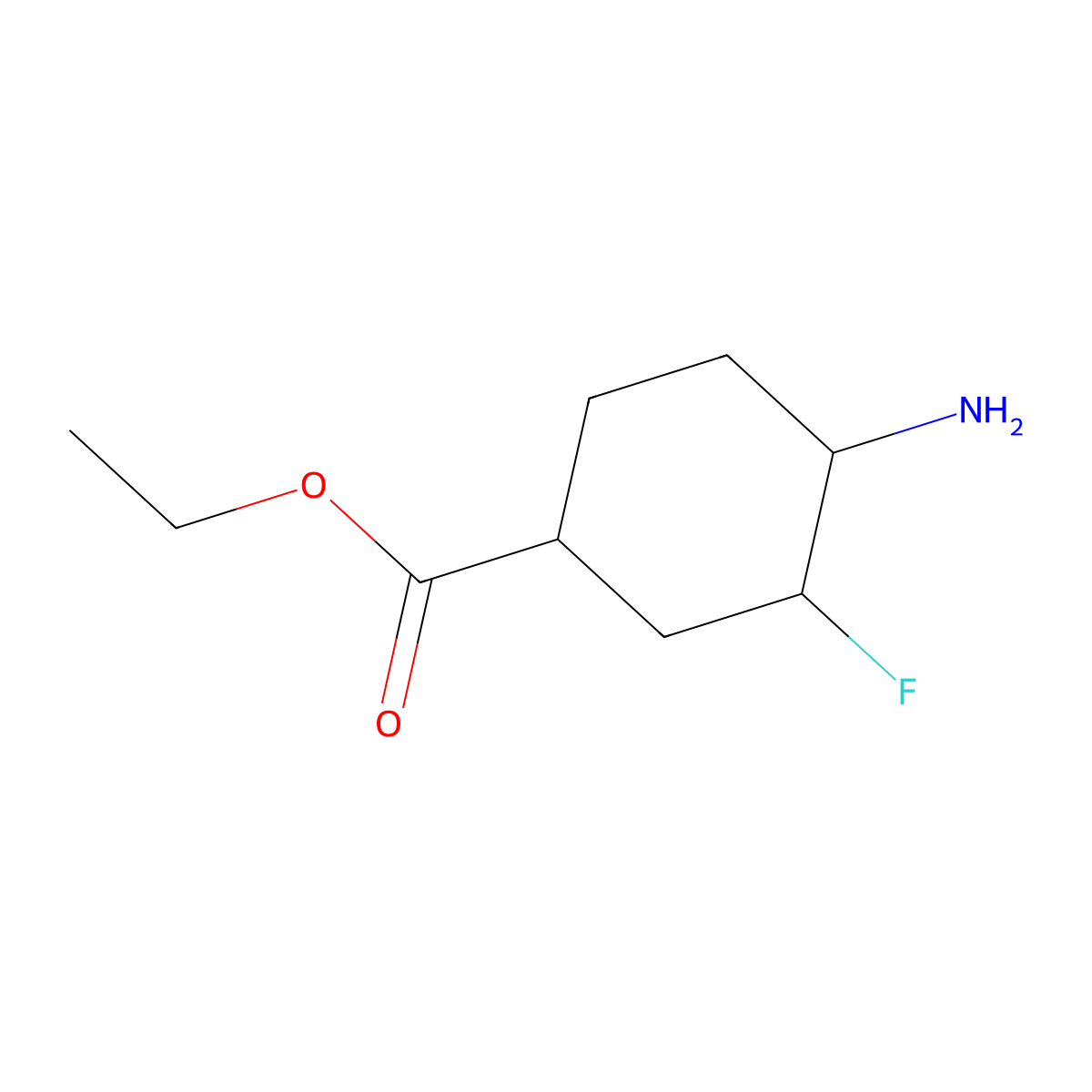 Ethyl (1R,3S,4R)-4-amino-3-fluoro-cyclohexanecarboxylate molecular structure, CAS 1932782-46-1