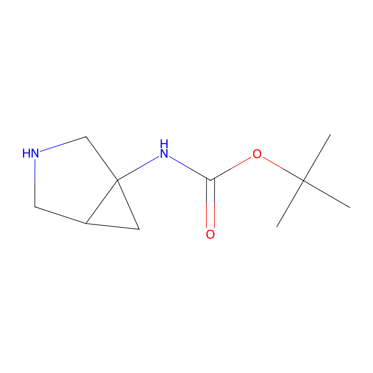 rac-tert-butyl N-((1R,5S)-3-azabicyclo(3.1.0)hexan-1-yl)carbamate molecular structure, CAS 1932783-96-4