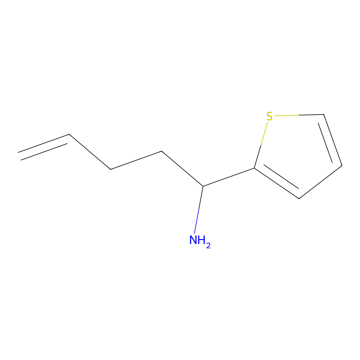 (1S)-1-(thiophen-2-yl)pent-4-en-1-amine molecular structure, CAS 1932786-04-3