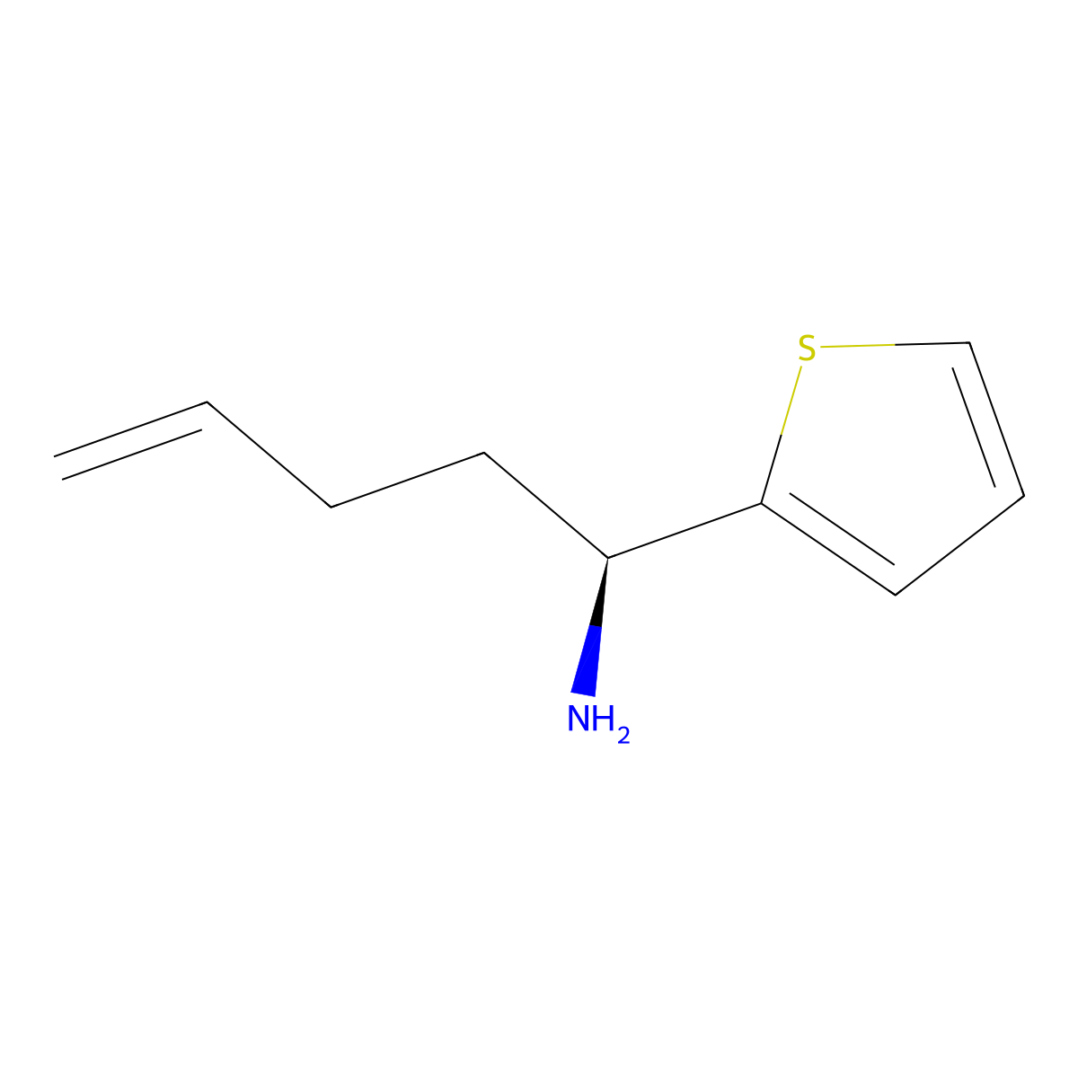 (1S)-1-(thiophen-2-yl)pent-4-en-1-amine molecular structure, CAS 1932786-04-3