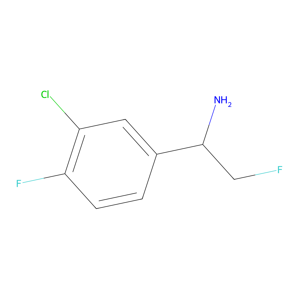 (1R)-1-(3-Chloro-4-fluorophenyl)-2-fluoroethan-1-amine molecular structure, CAS 1932800-42-4