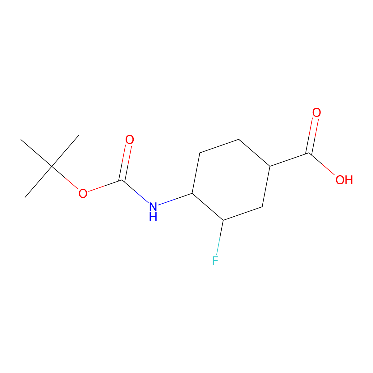 (1R,3S,4R)-4-{[(tert-butoxy)carbonyl]amino}-3-fluorocyclohexane-1-carboxylic acid molecular structure, CAS 1932803-06-9