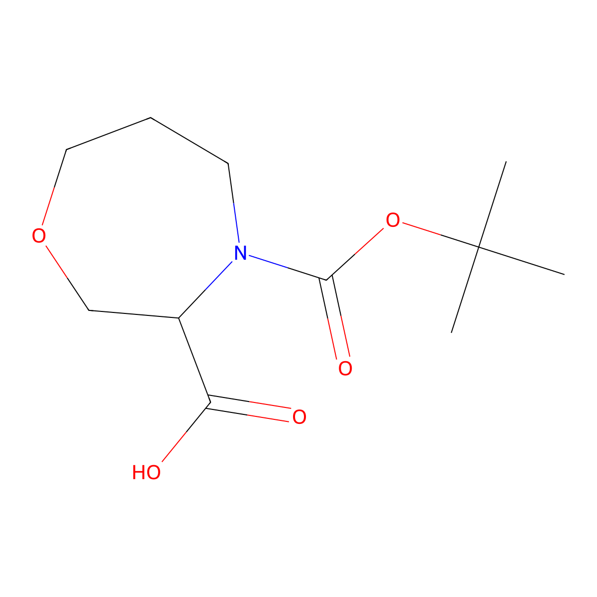 (3S)-4-((tert-butoxy)carbonyl)-1,4-oxazepane-3-carboxylic acid molecular structure, CAS 1932812-70-8