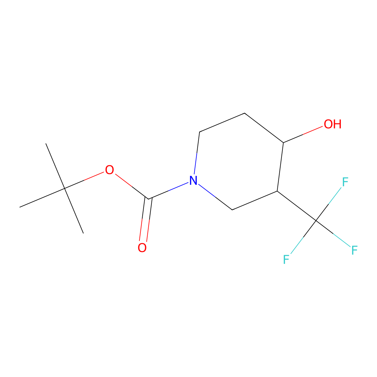 (3R,4R)-tert-butyl 4-hydroxy-3-(trifluoromethyl)piperidine-1-carboxylate molecular structure, CAS 1932818-54-6