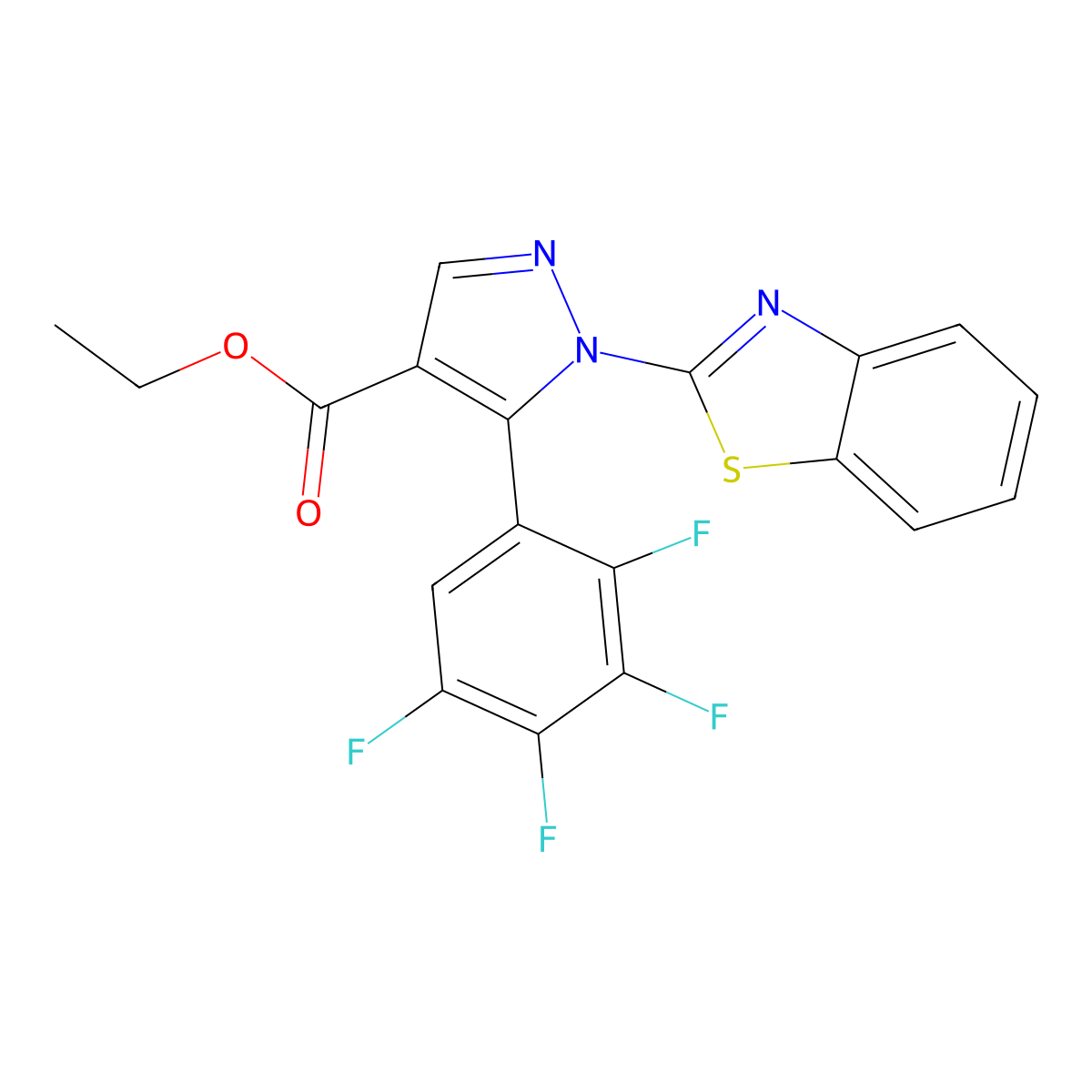 ethyl 1-(1,3-benzothiazol-2-yl)-5-(2,3,4,5-tetrafluorophenyl)-1H-pyrazole-4-carboxylate molecular structure, CAS 193286-58-7