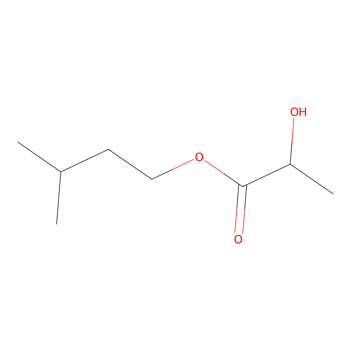 Isoamyl lactate molecular structure, CAS 19329-89-6