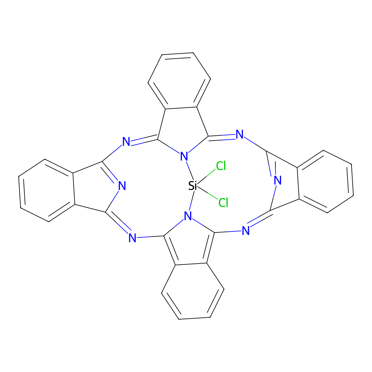 Dichloro(phthalocyaninato)silicon molecular structure, CAS 19333-10-9