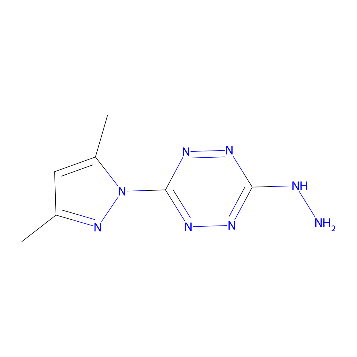 3-(3,5-dimethyl-1H-pyrazol-1-yl)-6-hydrazinyl-1,2,4,5-tetrazine molecular structure, CAS 193335-14-7