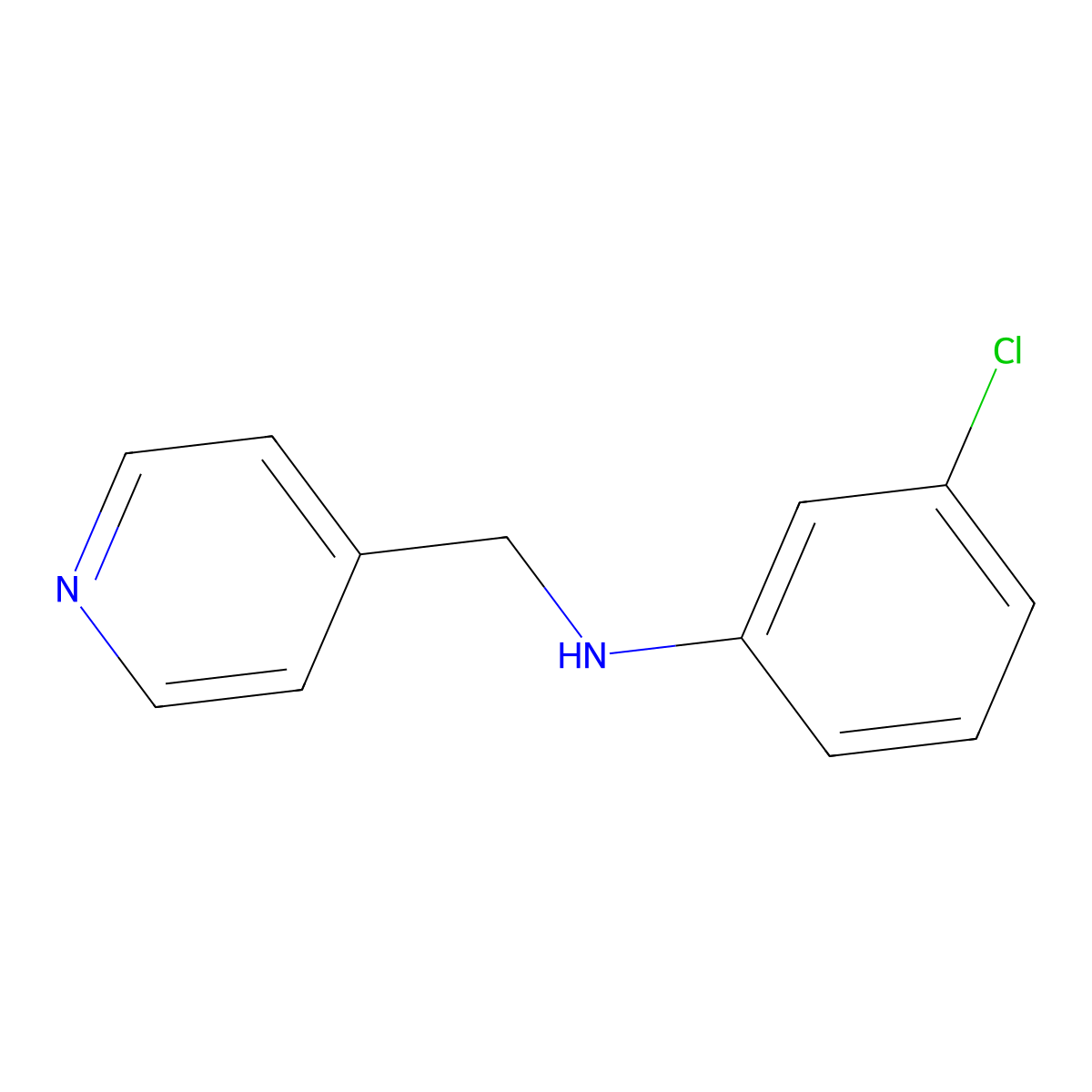 3-chloro-N-(pyridin-4-ylmethyl)aniline molecular structure, CAS 193339-00-3