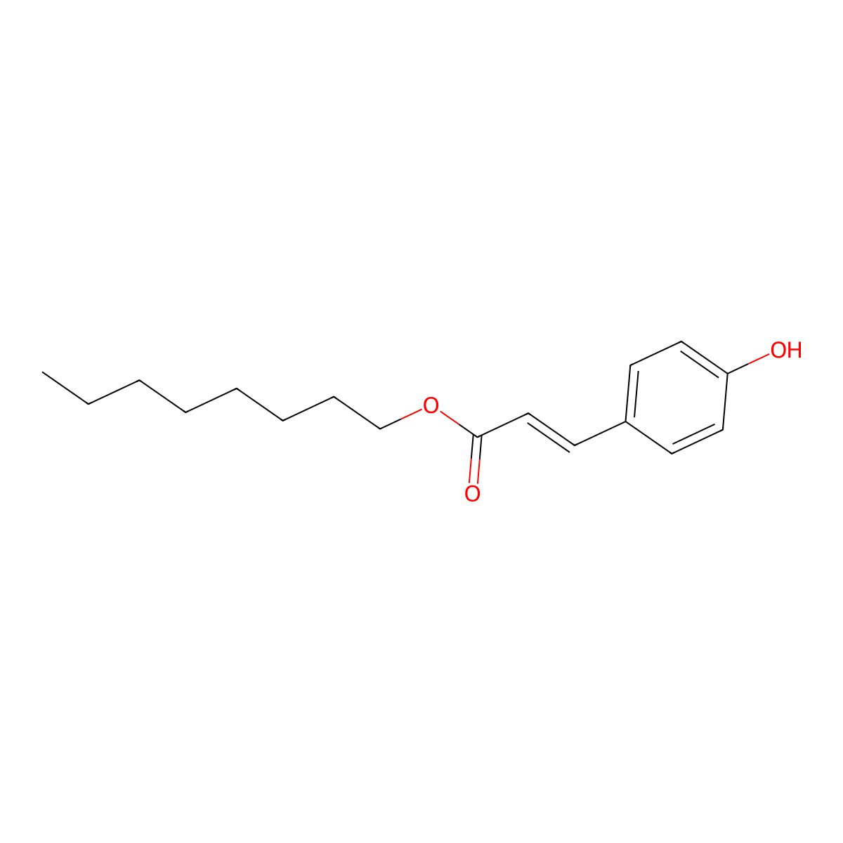 Octyl 3-(4-hydroxyphenyl)prop-2-enoate molecular structure, CAS 193343-08-7