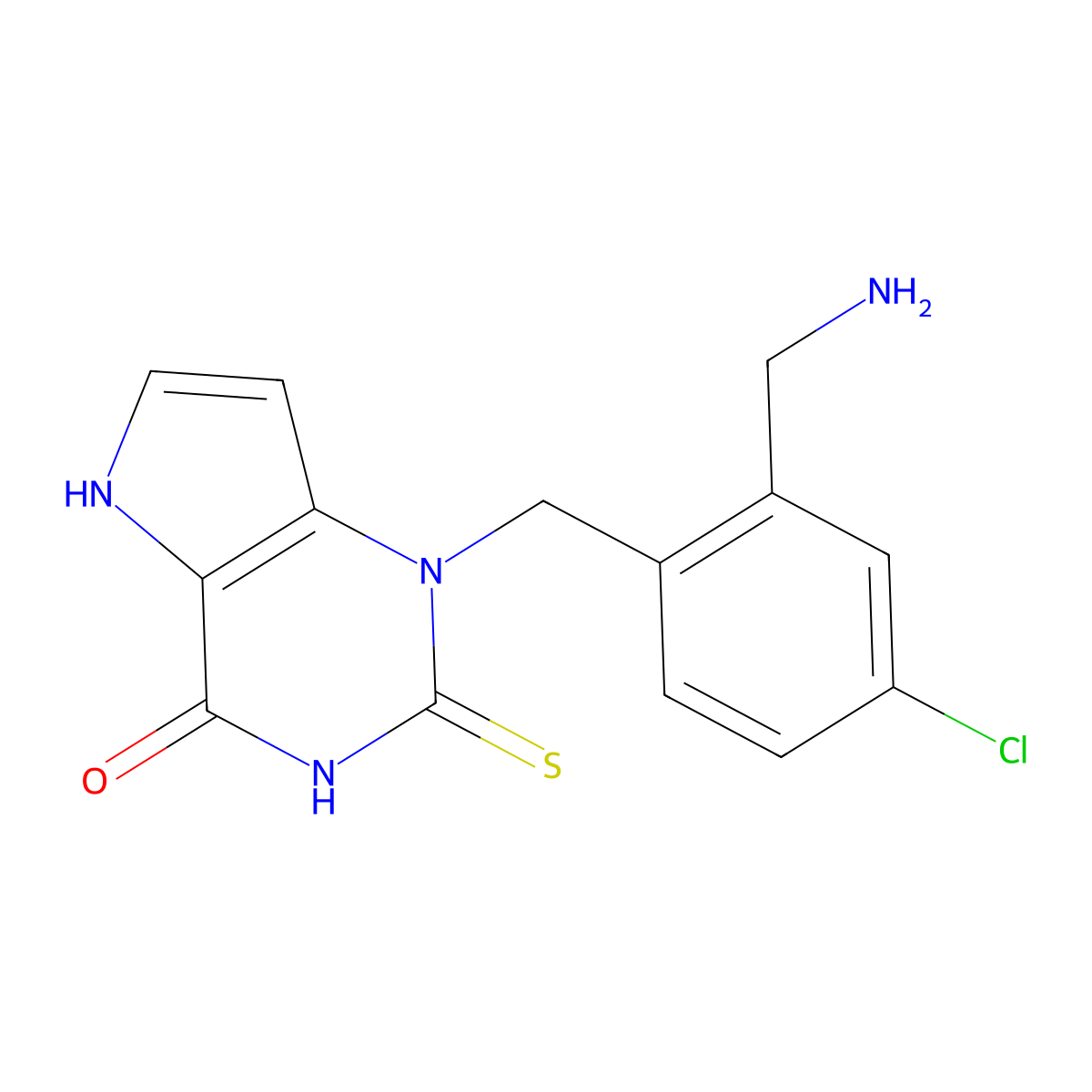 1-[2-(Aminomethyl)-4-chlorobenzyl]-2-thioxo-1,2,3,5-tetrahydro-4H-pyrrolo[3,2-d]pyrimidin-4-one molecular structure, CAS 1933460-23-1
