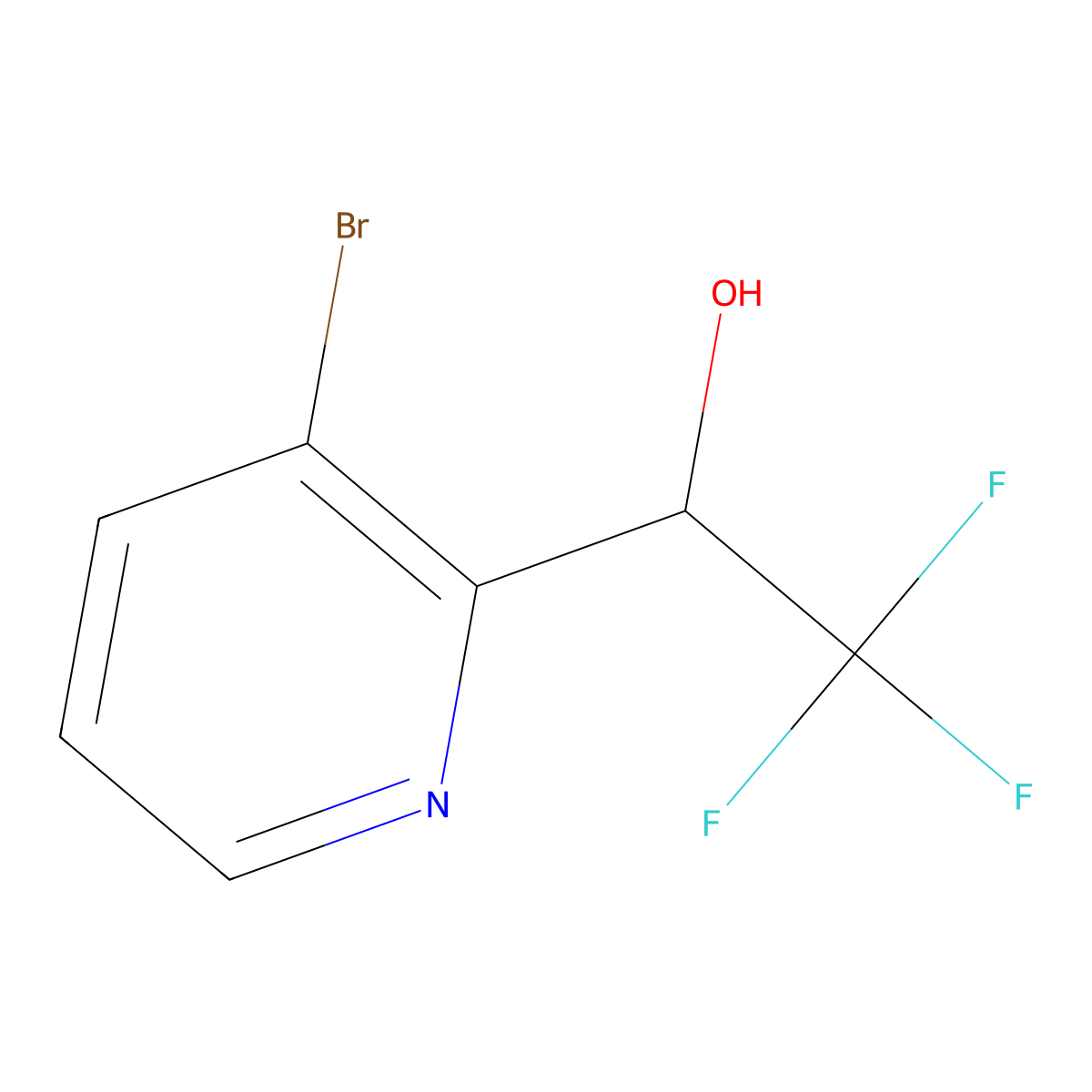 1-(3-Bromopyridin-2-yl)-2,2,2-trifluoroethan-1-ol molecular structure, CAS 1933473-36-9