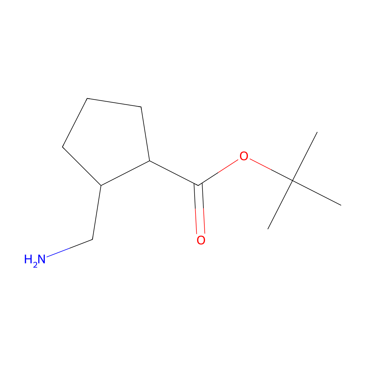 rac-tert-butyl (1R,2S)-2-(aminomethyl)cyclopentane-1-carboxylate molecular structure, CAS 1933497-35-8