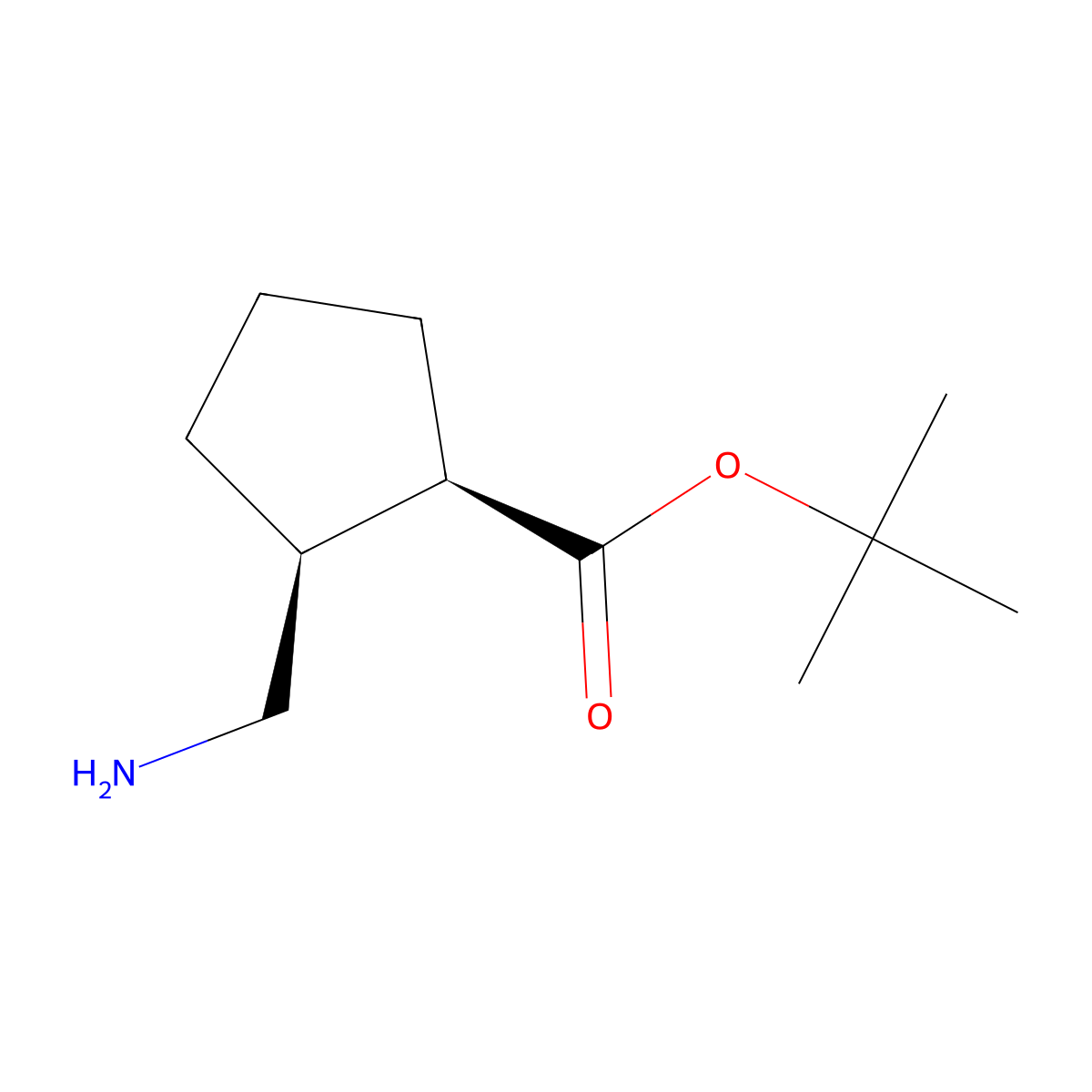 rac-tert-butyl (1R,2S)-2-(aminomethyl)cyclopentane-1-carboxylate molecular structure, CAS 1933497-35-8