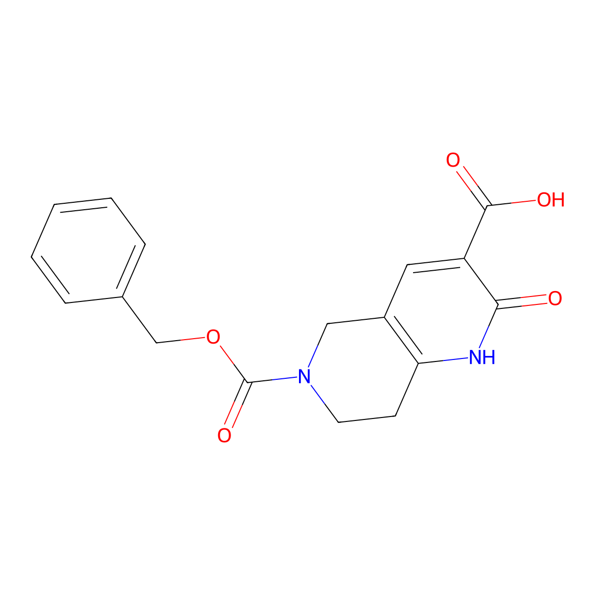 6-[(Benzyloxy)carbonyl]-2-oxo-1,2,5,6,7,8-hexahydro-1,6-naphthyridine-3-carboxylic acid molecular structure, CAS 1933545-52-8