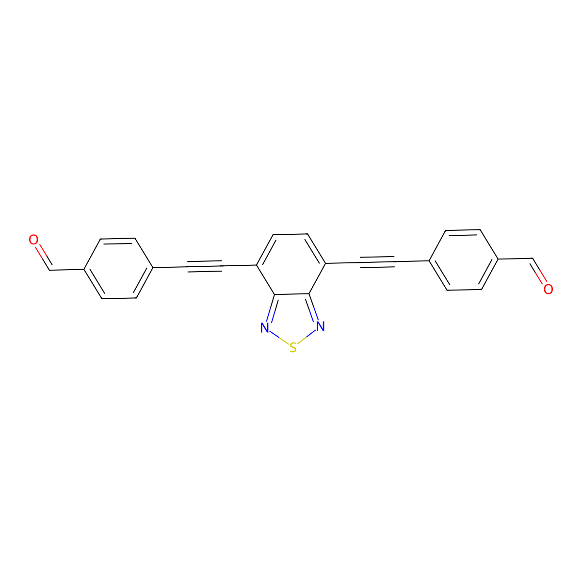 4,4'-(Benzo[c][1,2,5]thiadiazole-4,7-diylbis(ethyne-2,1-diyl))dibenzaldehyde molecular structure, CAS 1933562-00-5