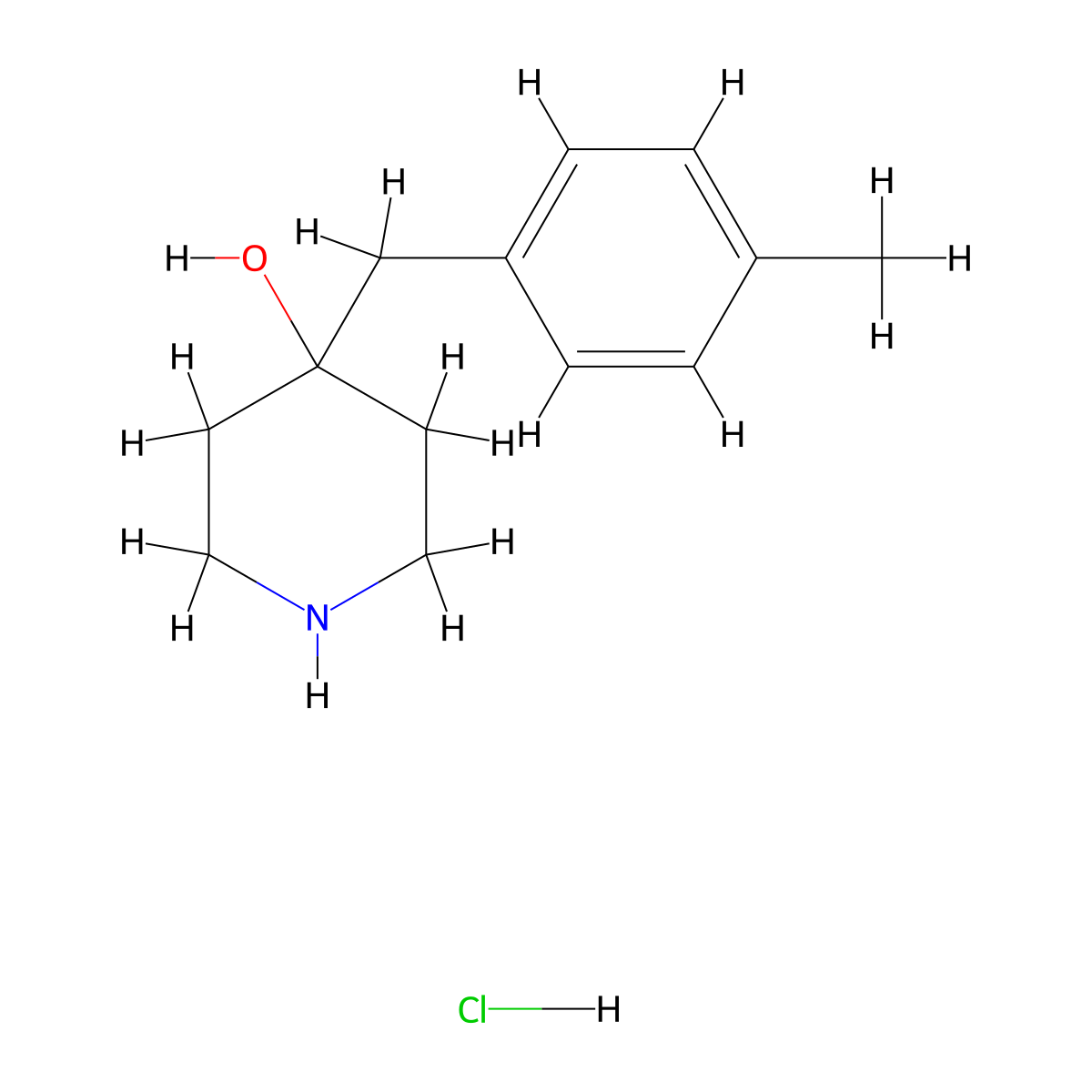 4-[(4-Methylphenyl)methyl]piperidin-4-ol hydrochloride molecular structure, CAS 193357-39-0
