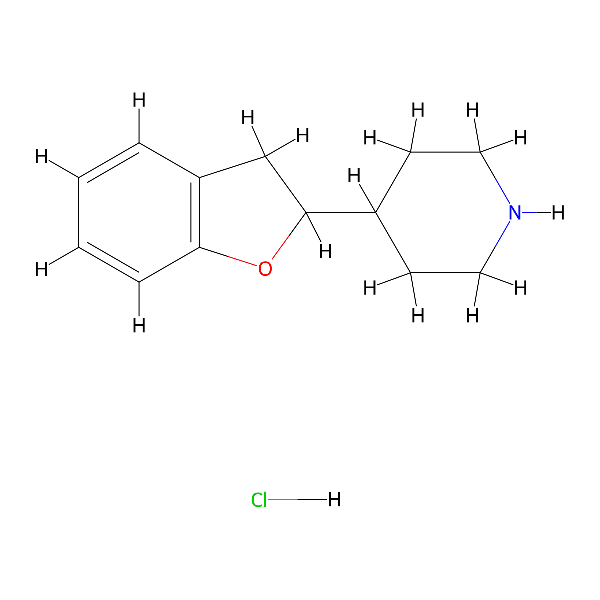 4-(2,3-Dihydro-1-benzofuran-2-yl)piperidine hydrochloride molecular structure, CAS 193357-42-5
