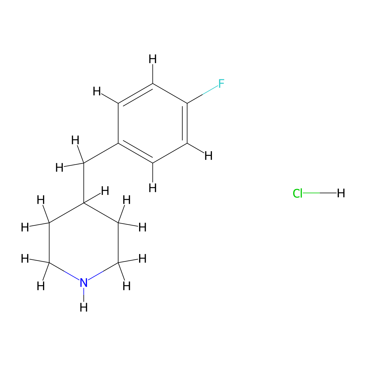4-[(4-Fluorophenyl)methyl]piperidine hydrochloride molecular structure, CAS 193357-52-7